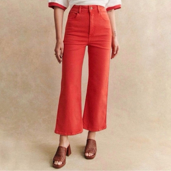 Sezane Red Le Crop Jeans